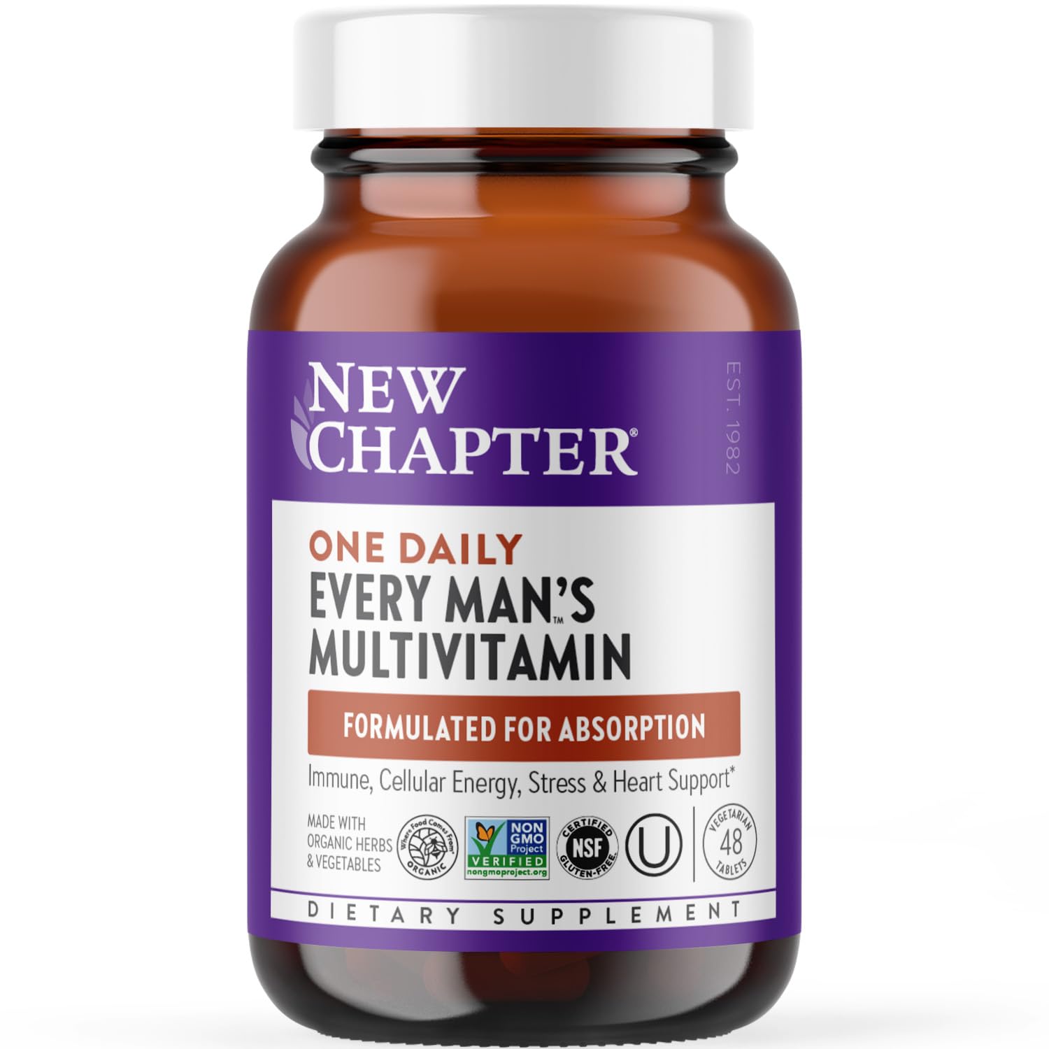 New Chapter Multivitamínico para hombres, botella, apoyo diario de energía.