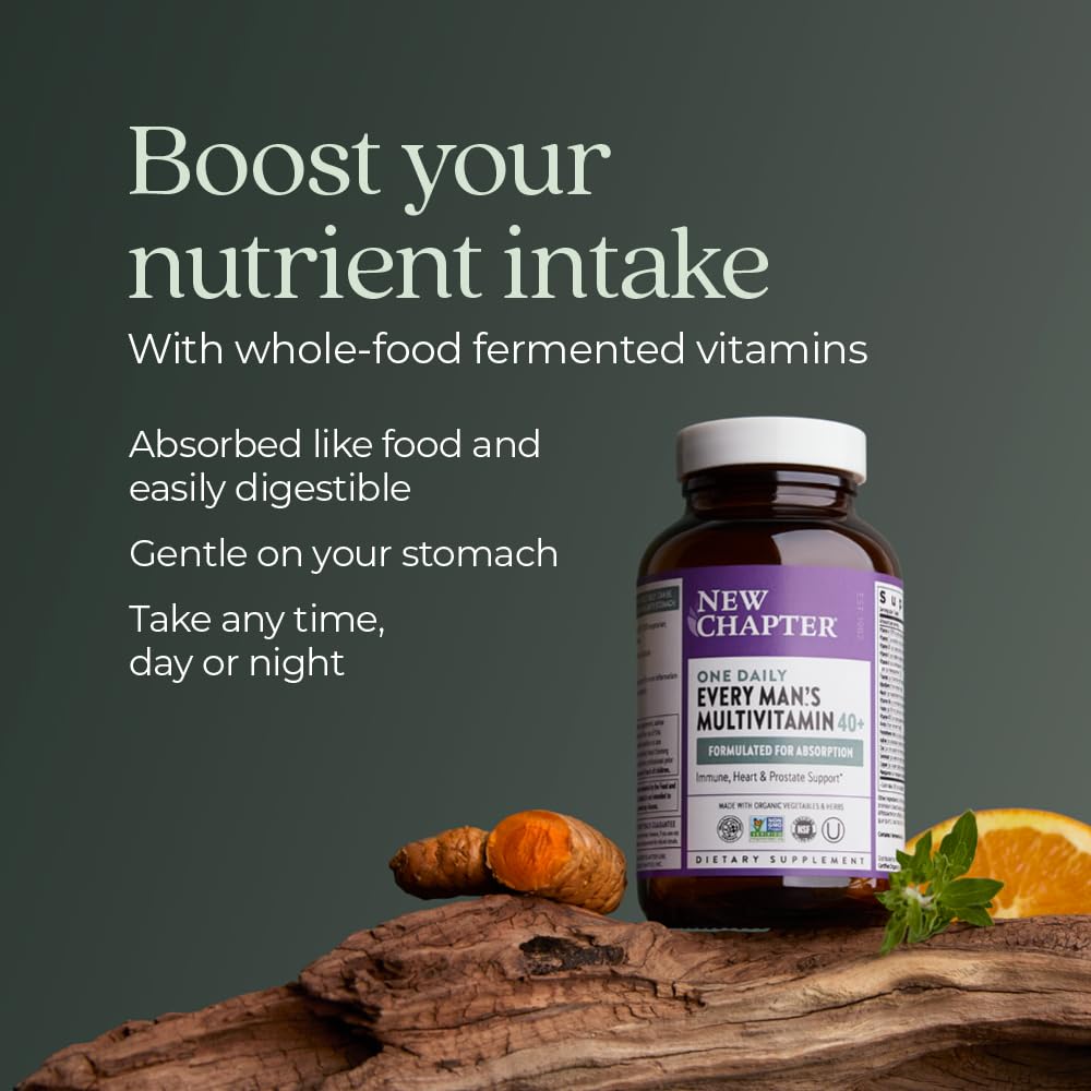 New Chapter Hombres 40+ multivitamínico: nutrientes fermentados para digestión suave