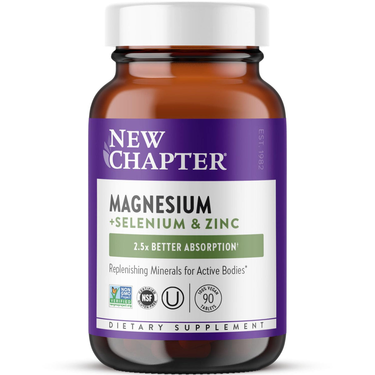New Chapter magnesio-selenio-zinc tableta diaria para soporte muscular