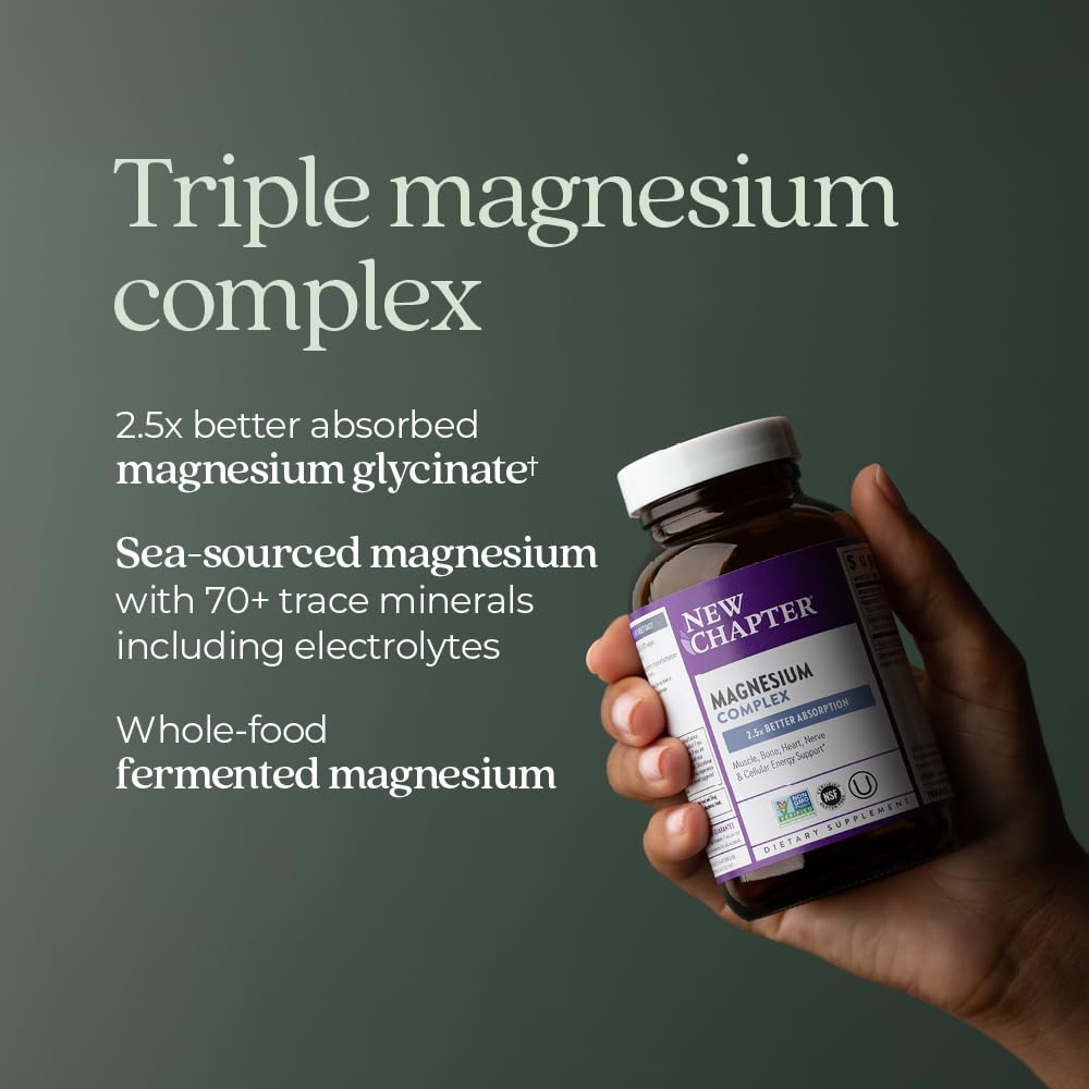 New Chapter Magnesium Complex, cápsulas compactas, fáciles de tragar para ritual diario
