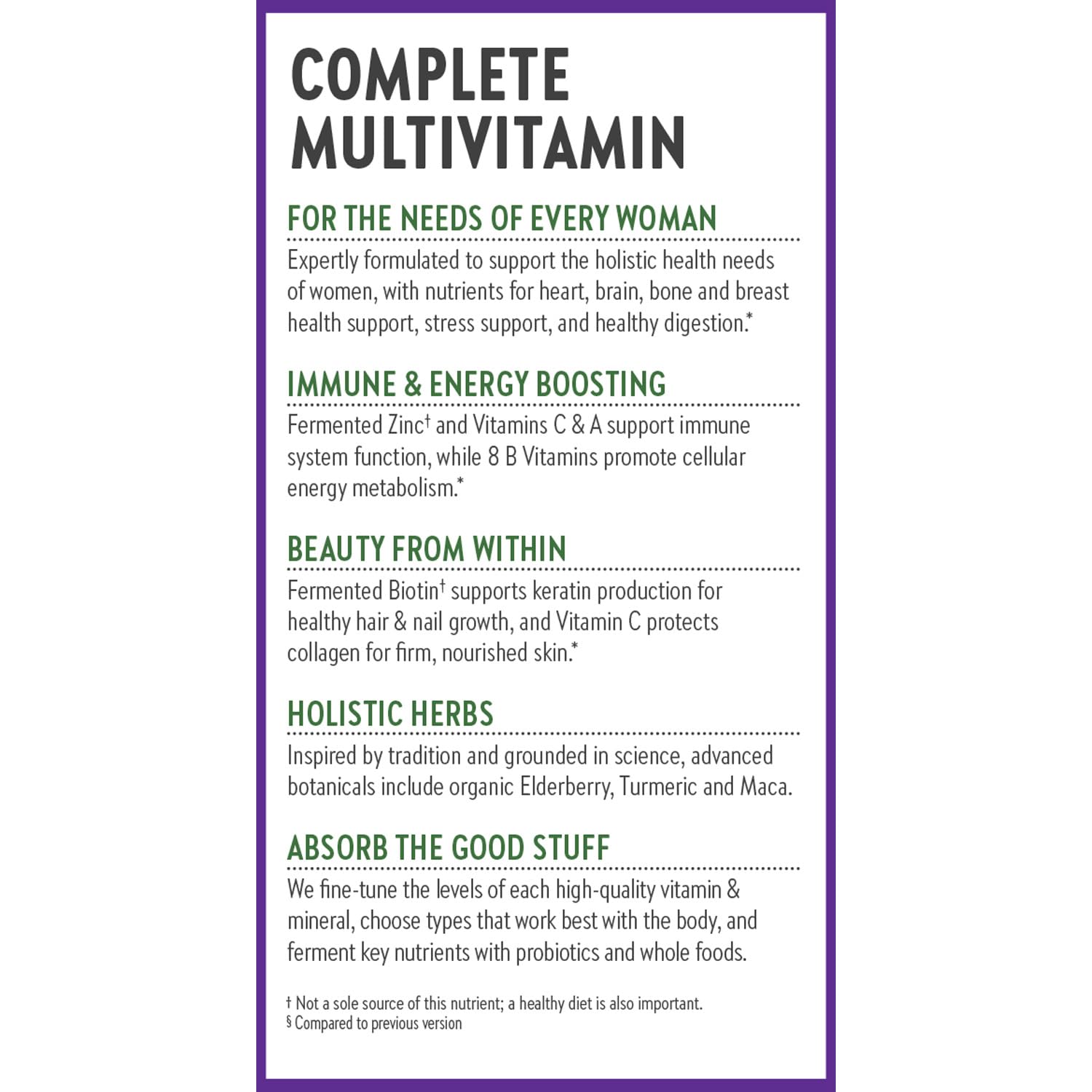 New Chapter Multivitamínico para Mujeres: vitamina C y zinc para inmunidad y ánimo.