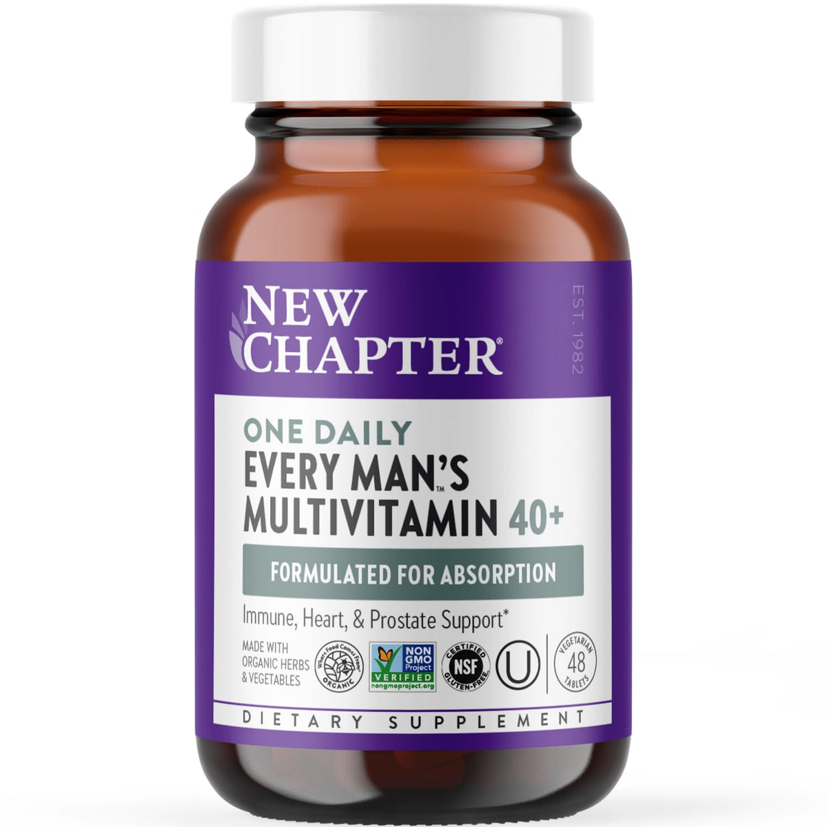 New Chapter multivitamina para hombres 40+ tableta, aporta energía diaria.