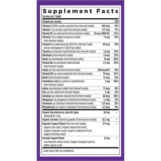 New Chapter Multivitamin para hombres 50+ etiqueta: consumo diario más fácil y agradable