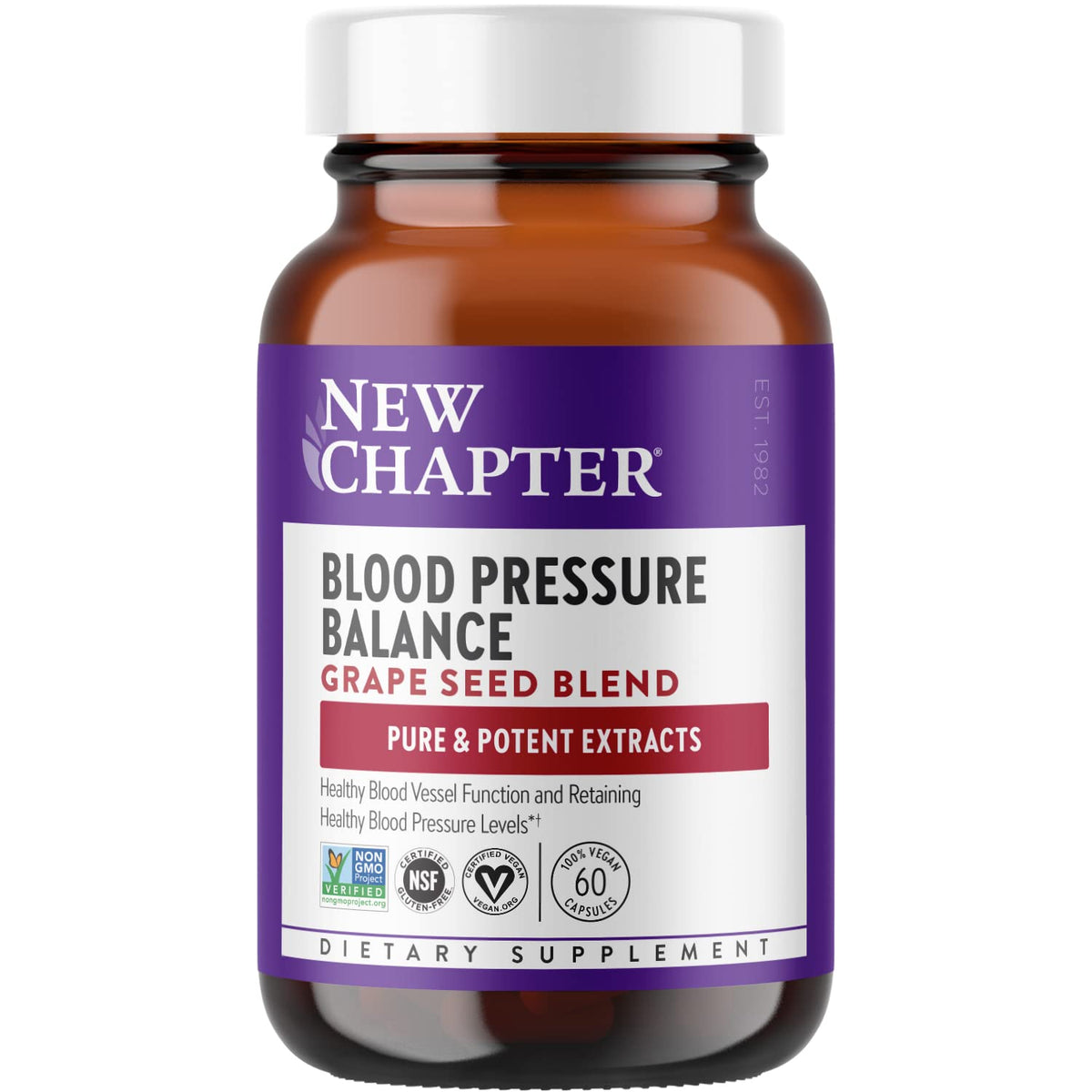 New Chapter Presión Arterial Cuidado, botella frontal, apoyo natural para la presión arterial.