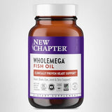 New Chapter Wholemega envase gluten-free y pruebas NSF para seguridad y confianza.