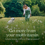 New Chapter Women's Multivitamin 40+ tablet closeup shows smooth coating for easy swallow.