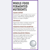 New Chapter Zinc Fermentado: ilustración de ingredientes orgánicos y hierbas.