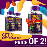 New Elements Iron Dinosaur gominolas, sabor uva, opción vegana libre de gluten.
