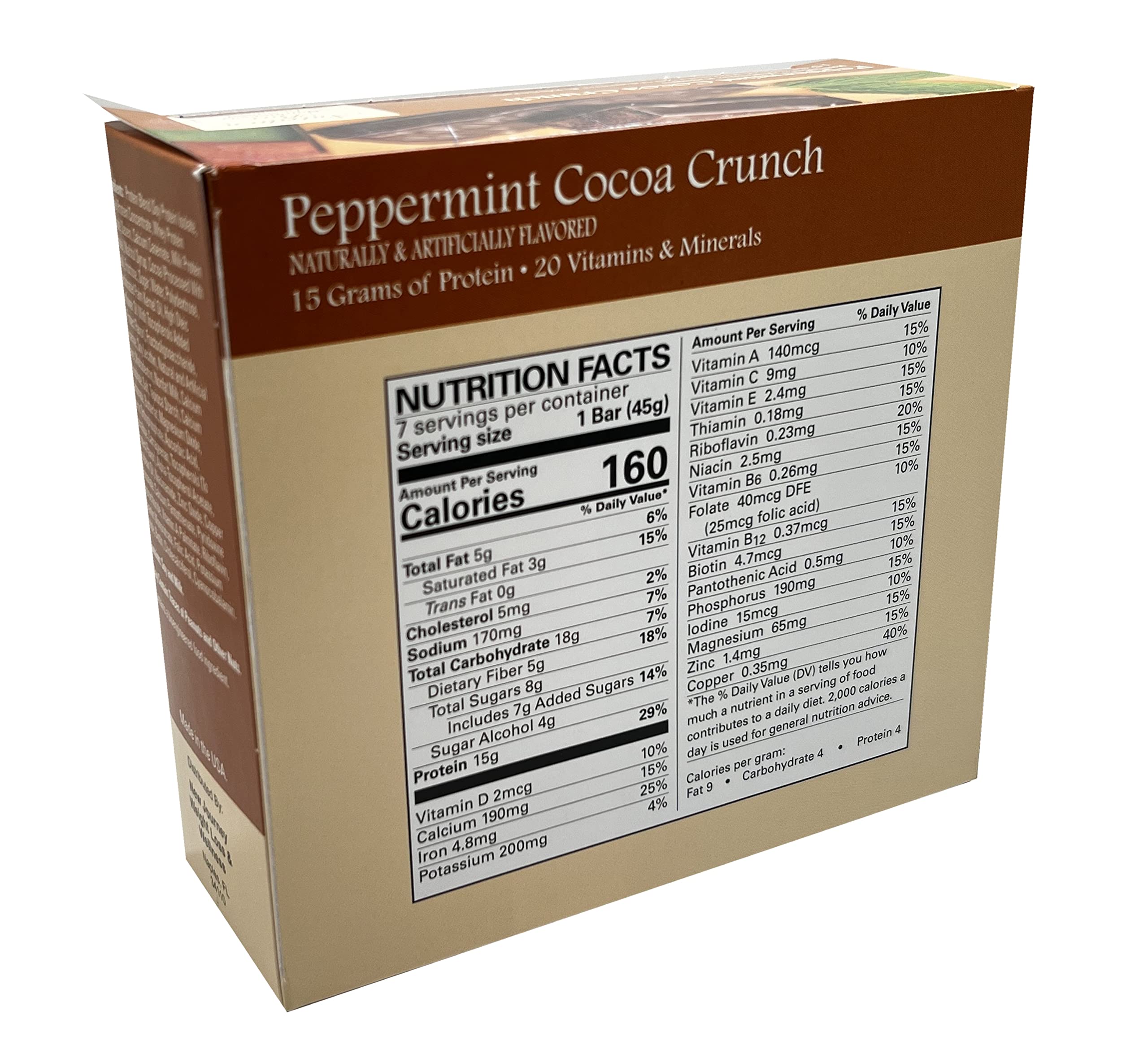 Barra Peppermint Cocoa Crunch de New Journey para lonchera