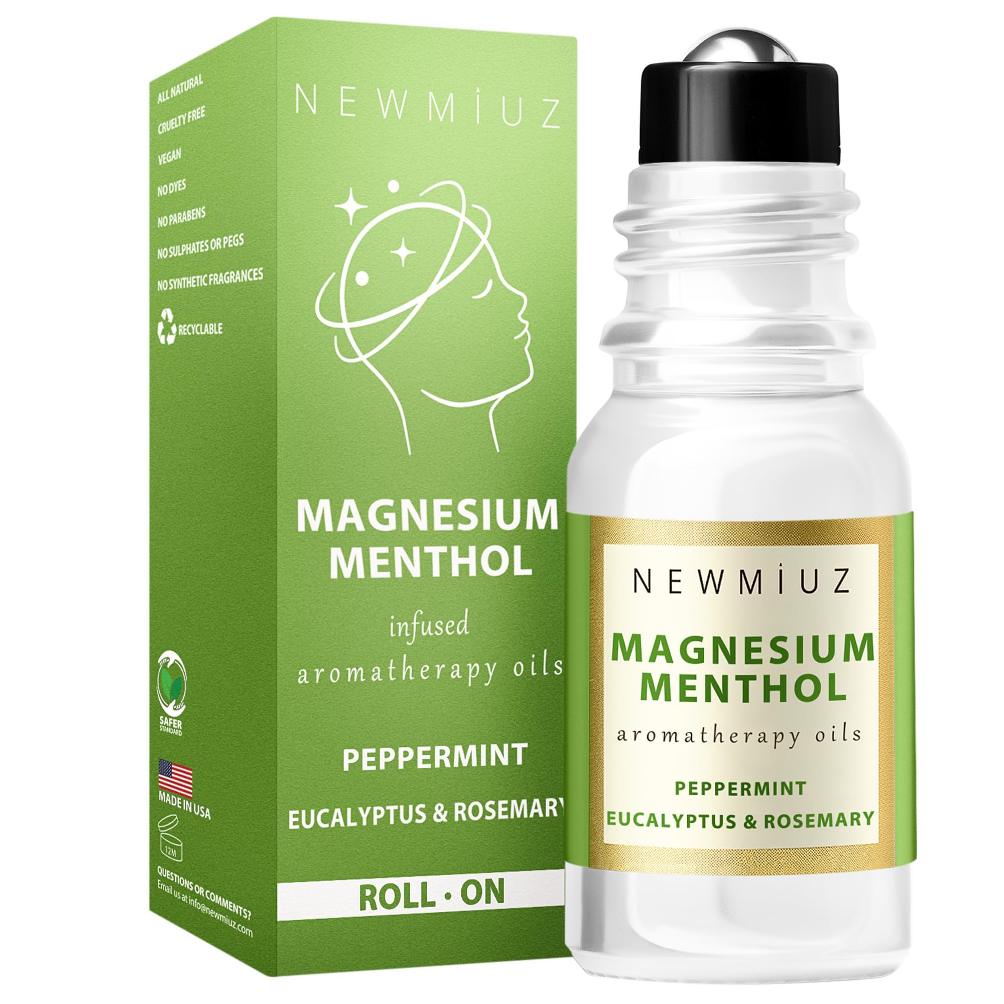 New Miuz Roll-On Magnesio Mentol, caja regalo elegante.
