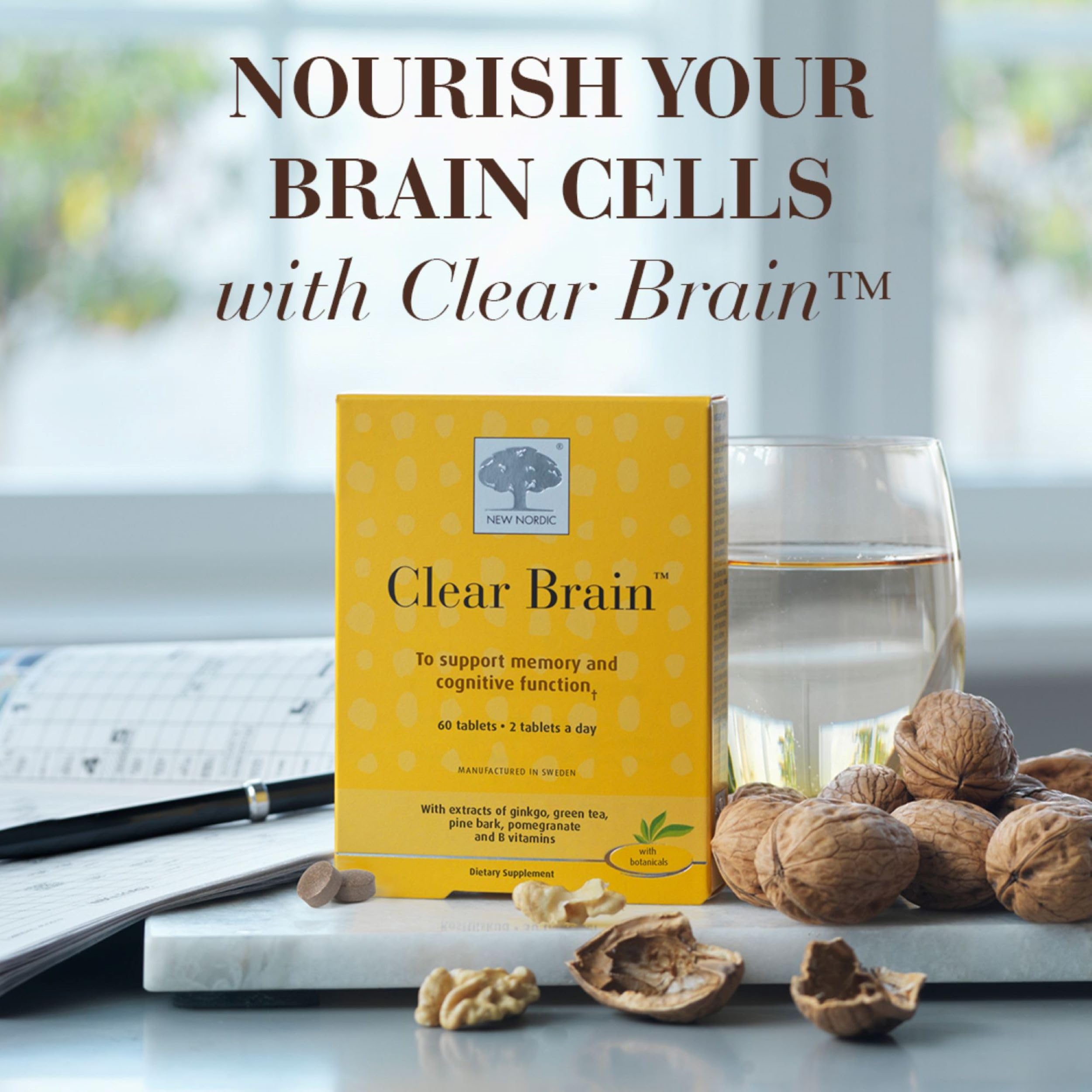 Nueva Nordic Clear Brain: té verde incluido para un enfoque equilibrado durante el día.
