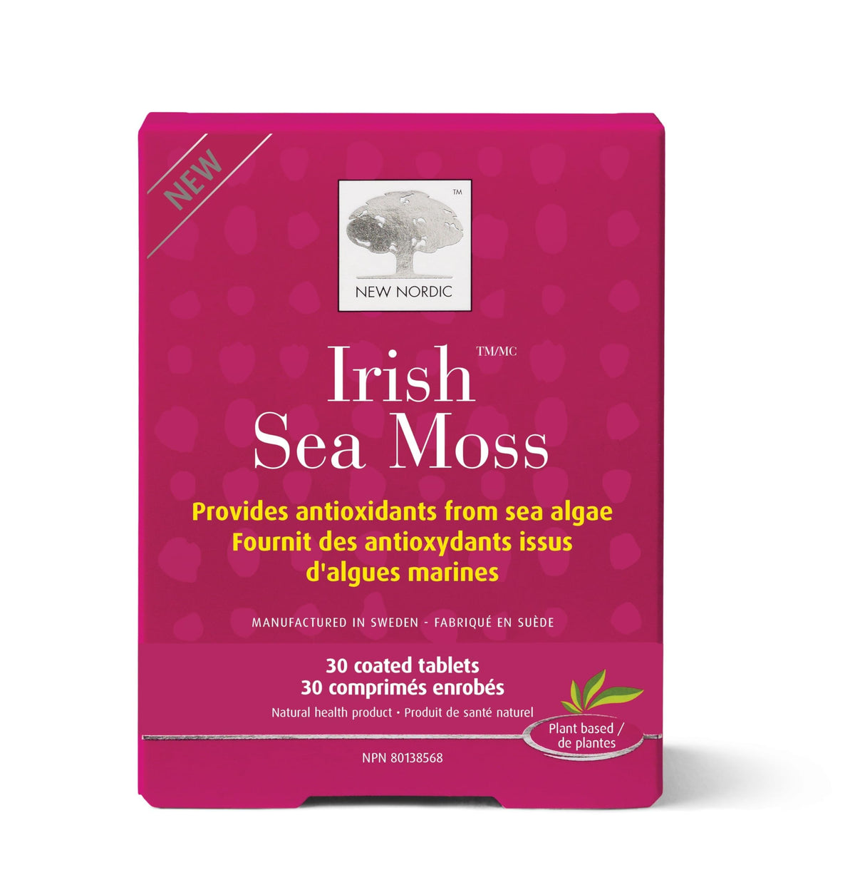 NEW NORDIC extracto de Irish Sea Moss en botella para uso diario y nutrición equilibrada.