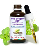 Aceite de orégano NEW ROOTS HERBAL, frasco frontal, aroma intenso para uso diario