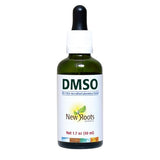 DMSO de NEW ROOTS HERBAL en botella de vidrio con pipeta para uso controlado.