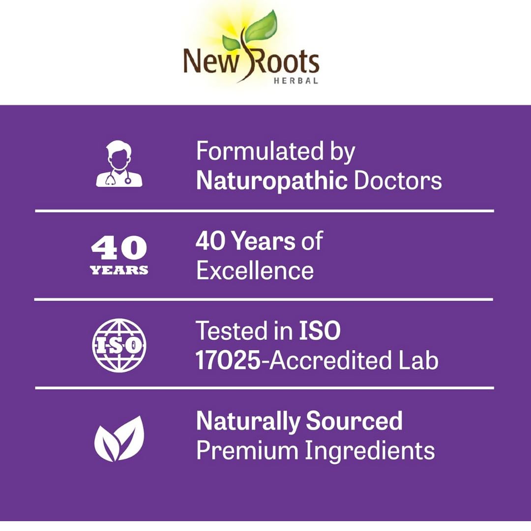 Etiqueta de calidad de NEW ROOTS HERBAL, concentración alta y pureza
