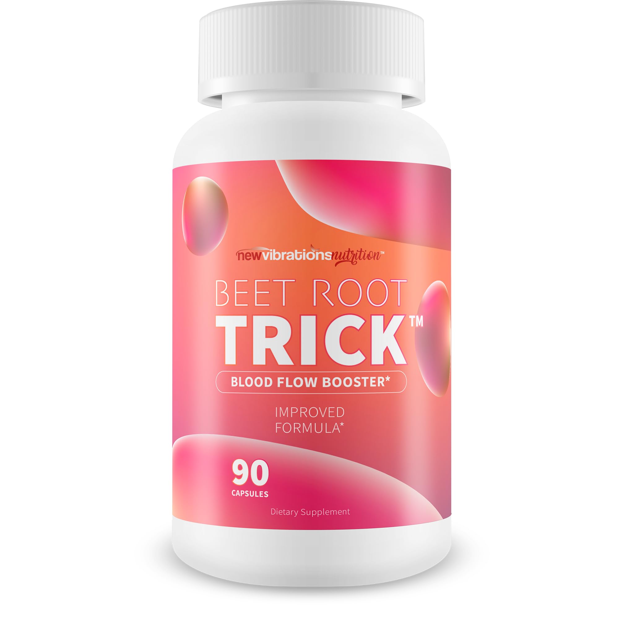 Beet Root Trick de New Vibrations Nutrition, botella, soporte a la circulación diaria.