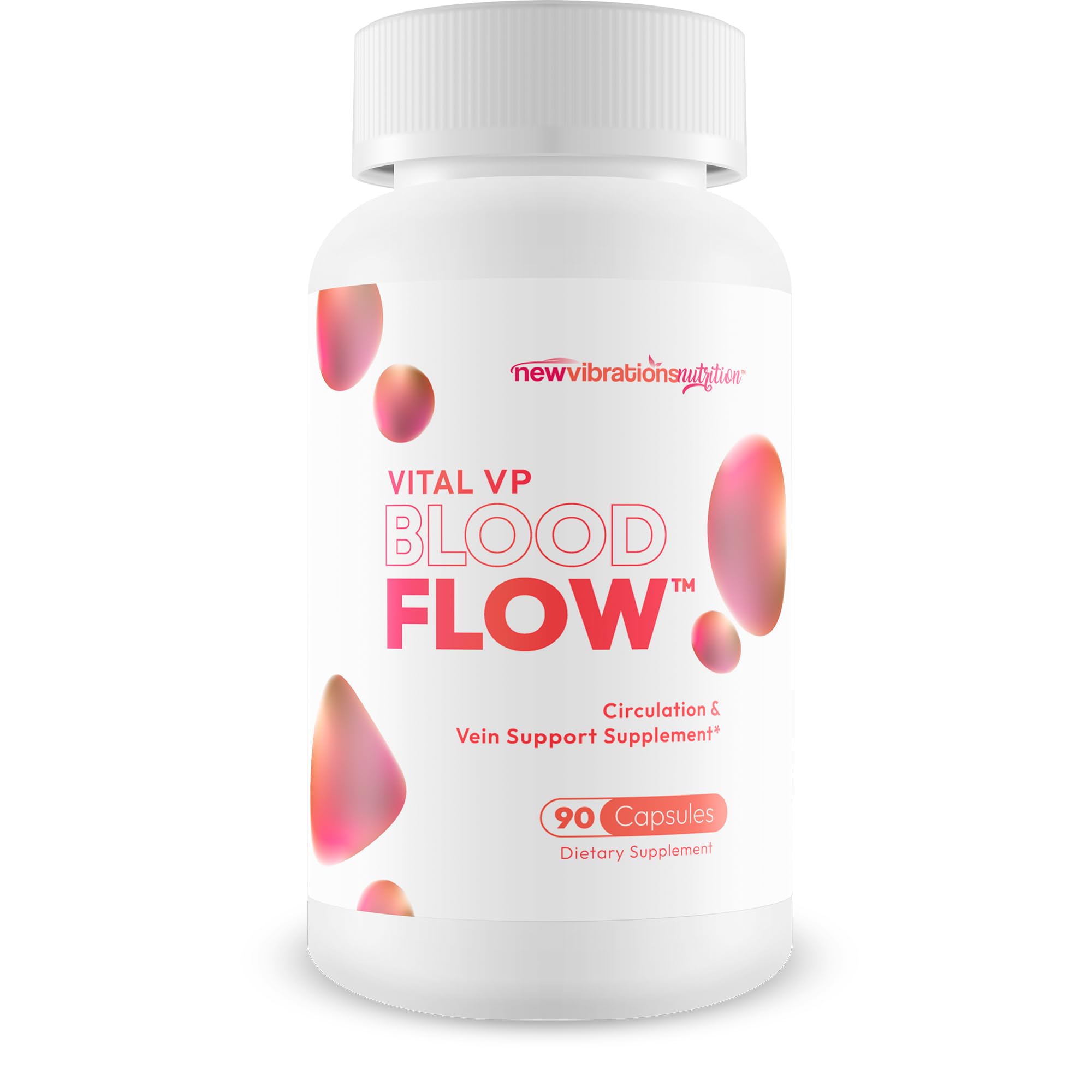 Vital VP de New Vibrations Nutrition: botella con cápsulas para mejorar la circulación diaria