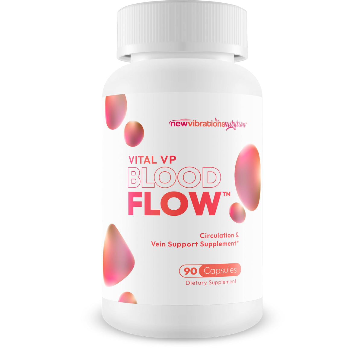 Vital VP de New Vibrations Nutrition: botella con cápsulas para mejorar la circulación diaria