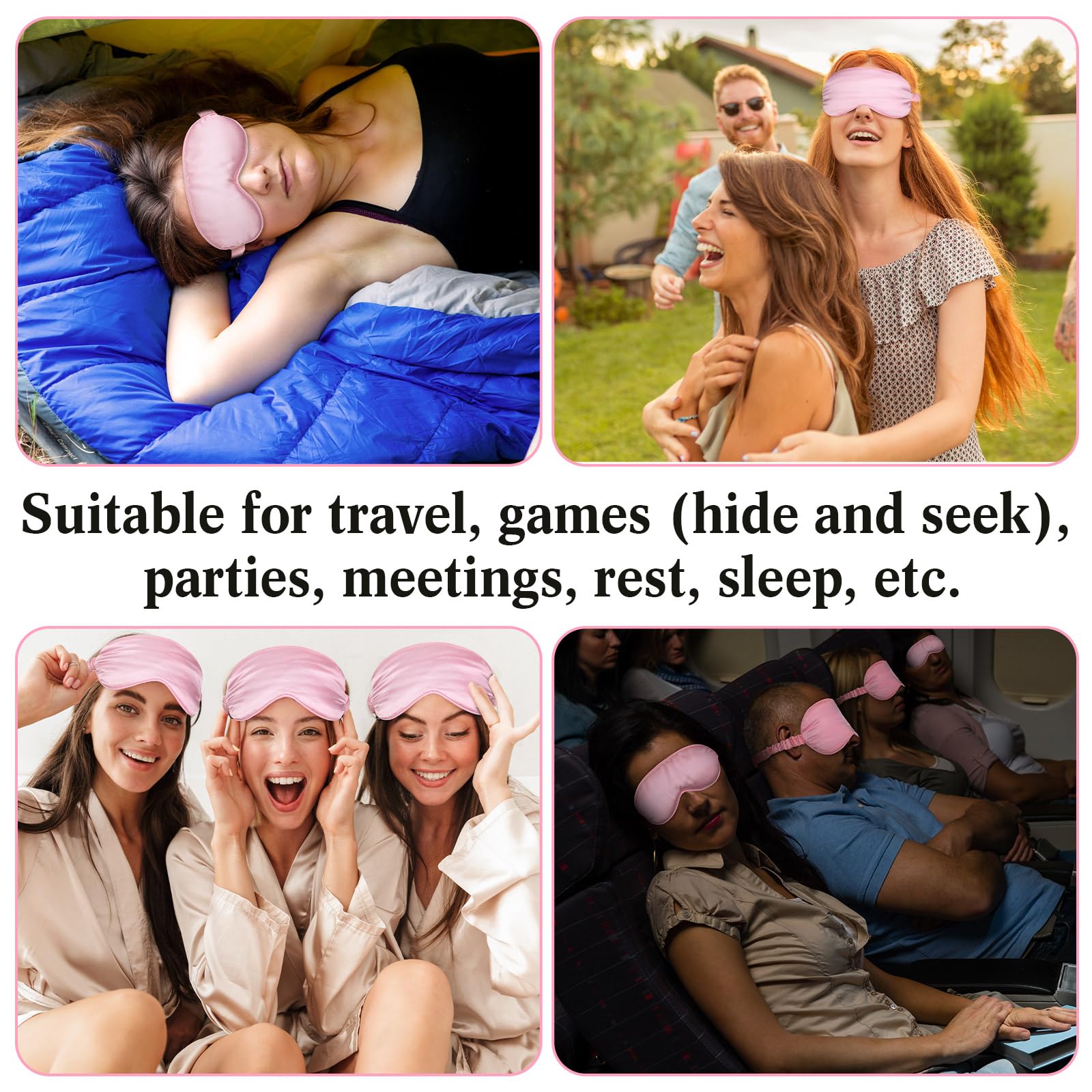 Newcotte antifaz rosa ideal para viajar en avión o tren