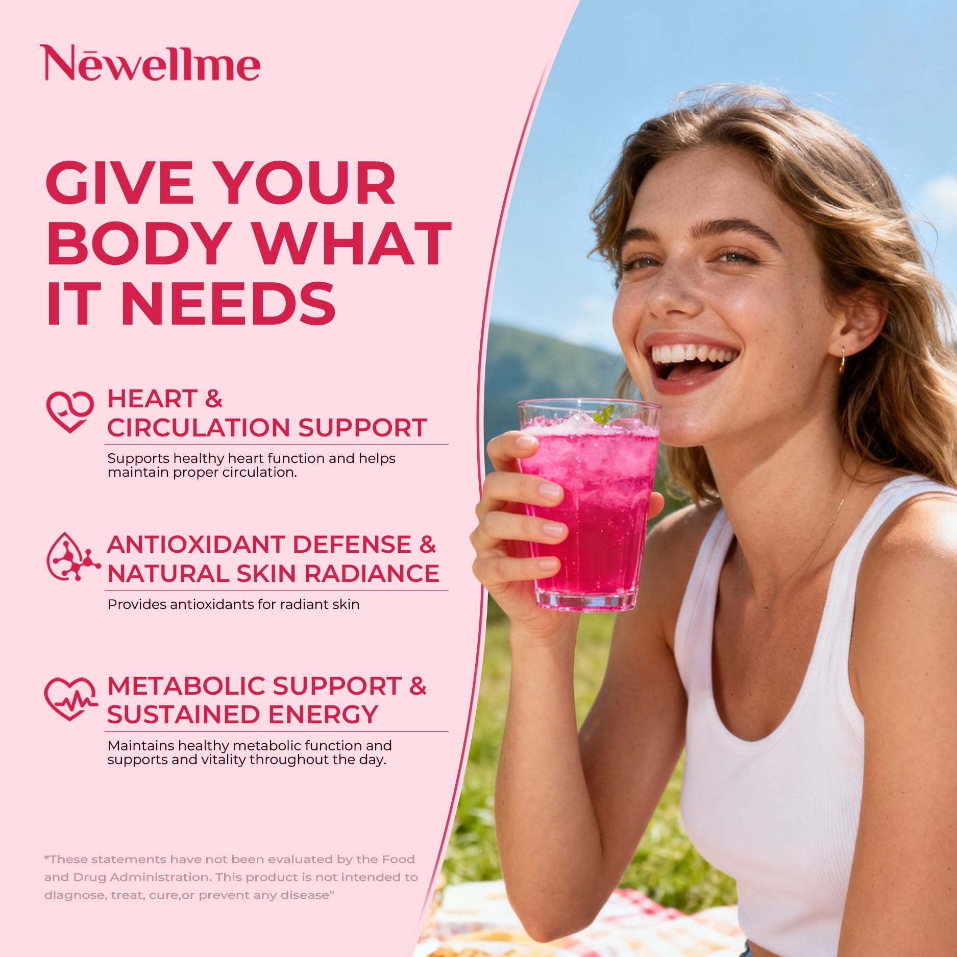 NEWELLME Organic Super Reds vaso-mezcla, bebida lista para llevar y disfrutar.
