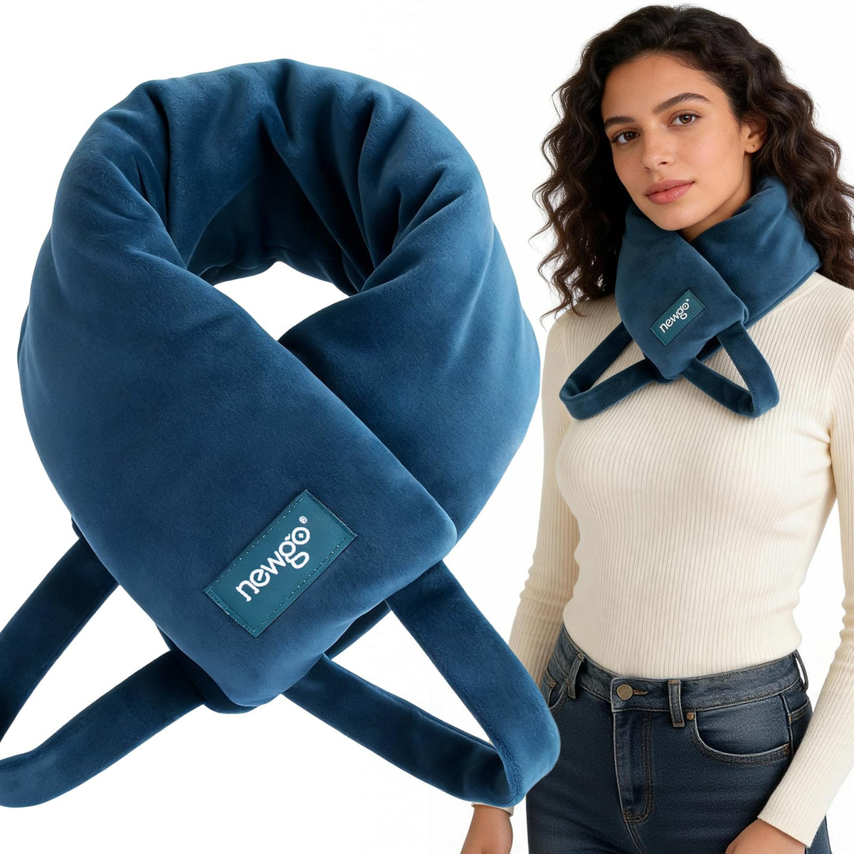 NEWGO calentador cuello microondas, frente: calor rápido para cuello tenso.