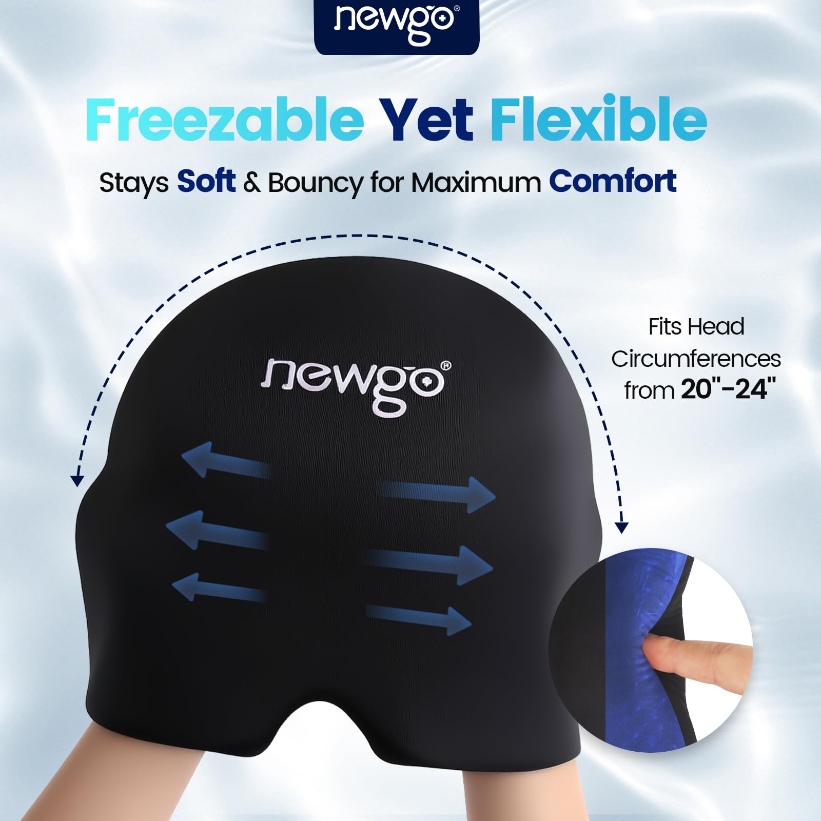 NEWGO cap diseño una pieza sin correas: colocación rápida y cómoda.