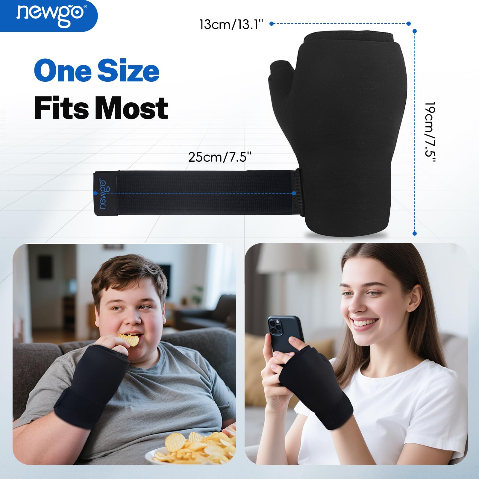 NEWGO diseño deslizante universal para ambas manos facilita uso ambidiestro durante trabajo y descanso.