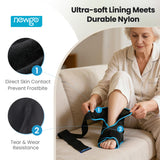 NEWGO Foot Ice Pack Wrap con cierre de velcro ajustable para comodidad.