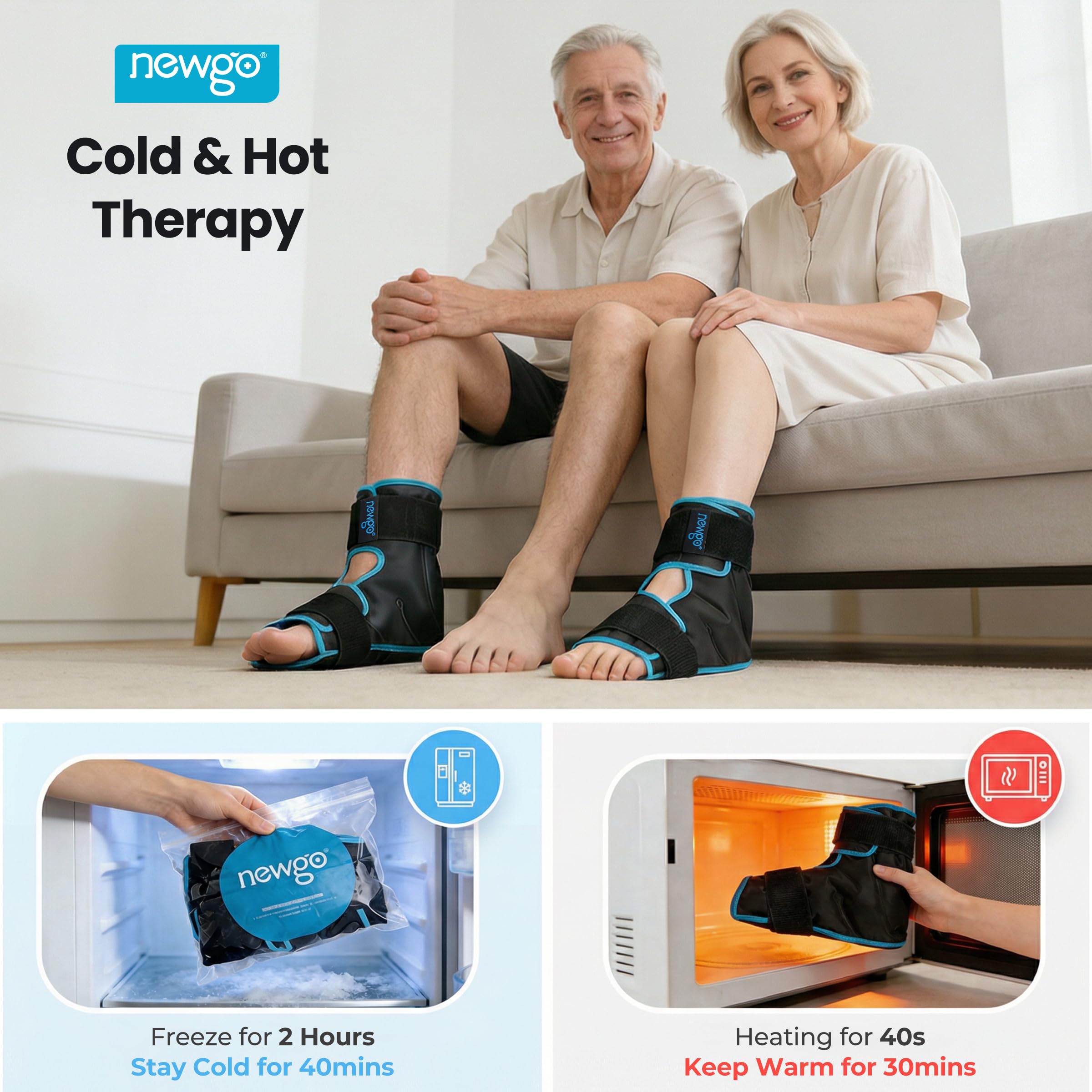 NEWGO Foot Ice Pack Wrap para uso diario con dolor leve.