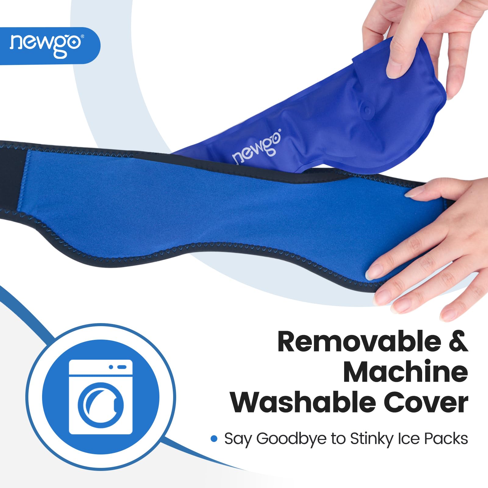 NEWGO Headache Ice Wrap permanece suave incluso congelada para la piel.