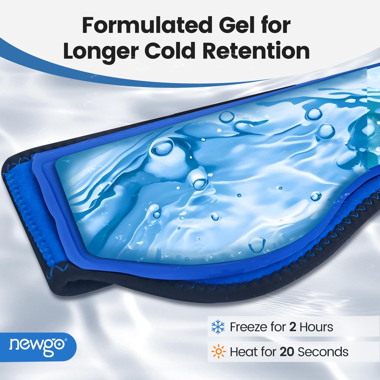 NEWGO Headache Ice Wrap terapias duales frías y calientes para alivio flexible.