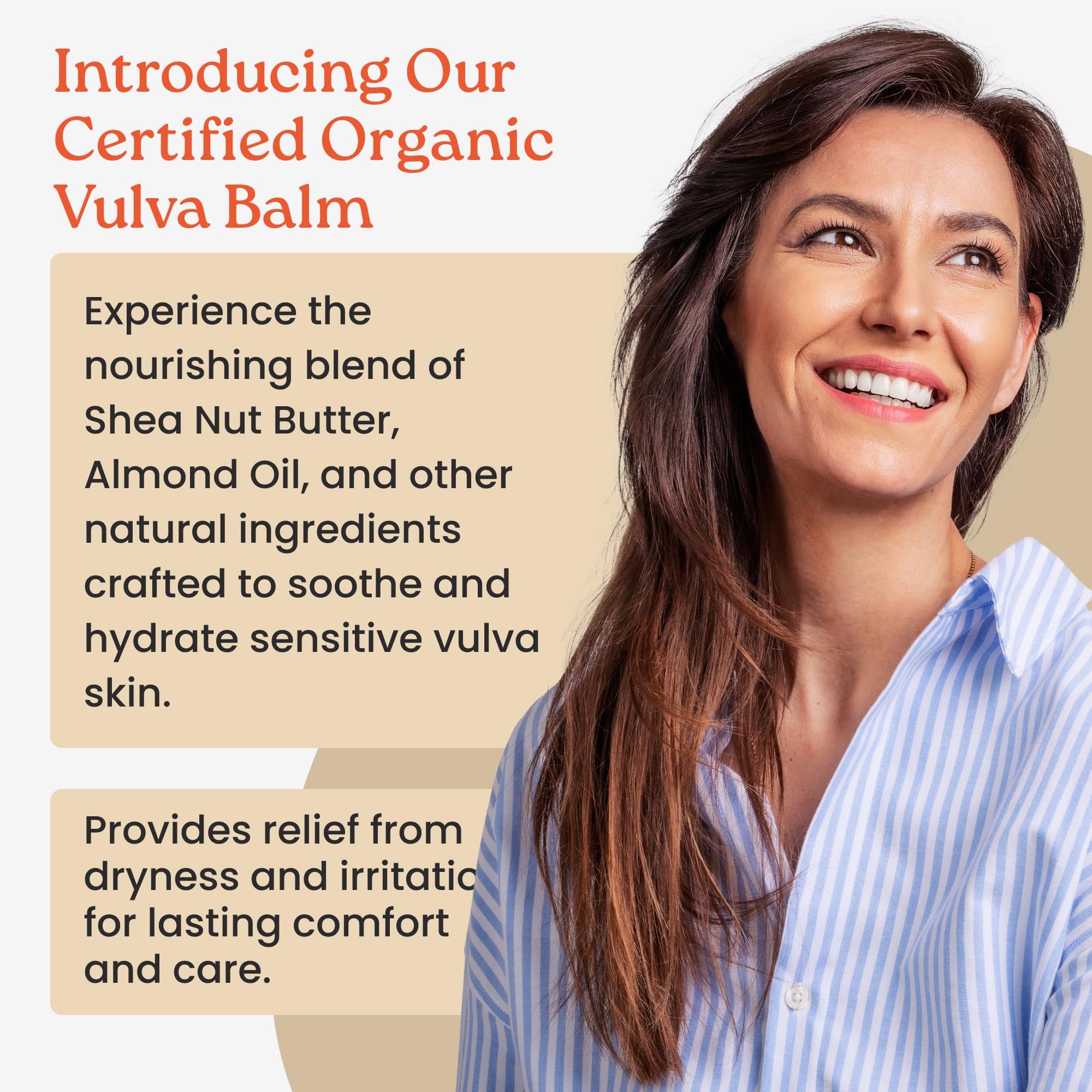 NewLife Naturals: aplicación del bálsamo vulva con las manos para comodidad diaria.