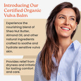 NewLife Naturals: aplicación del bálsamo vulva con las manos para comodidad diaria.