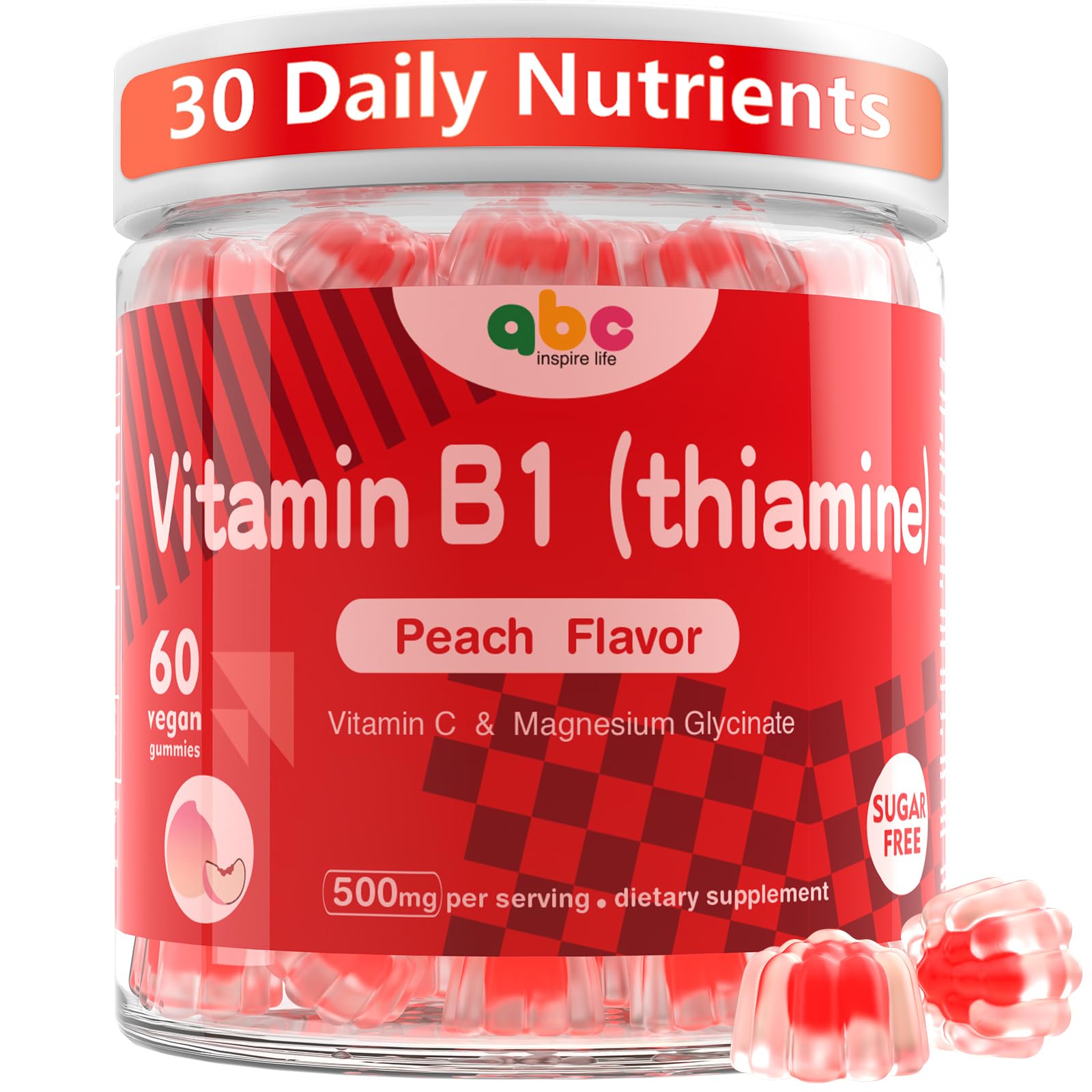 NEWOLITE Gomitas de Vitamina B1 frasco: soporte de energía suave para el día