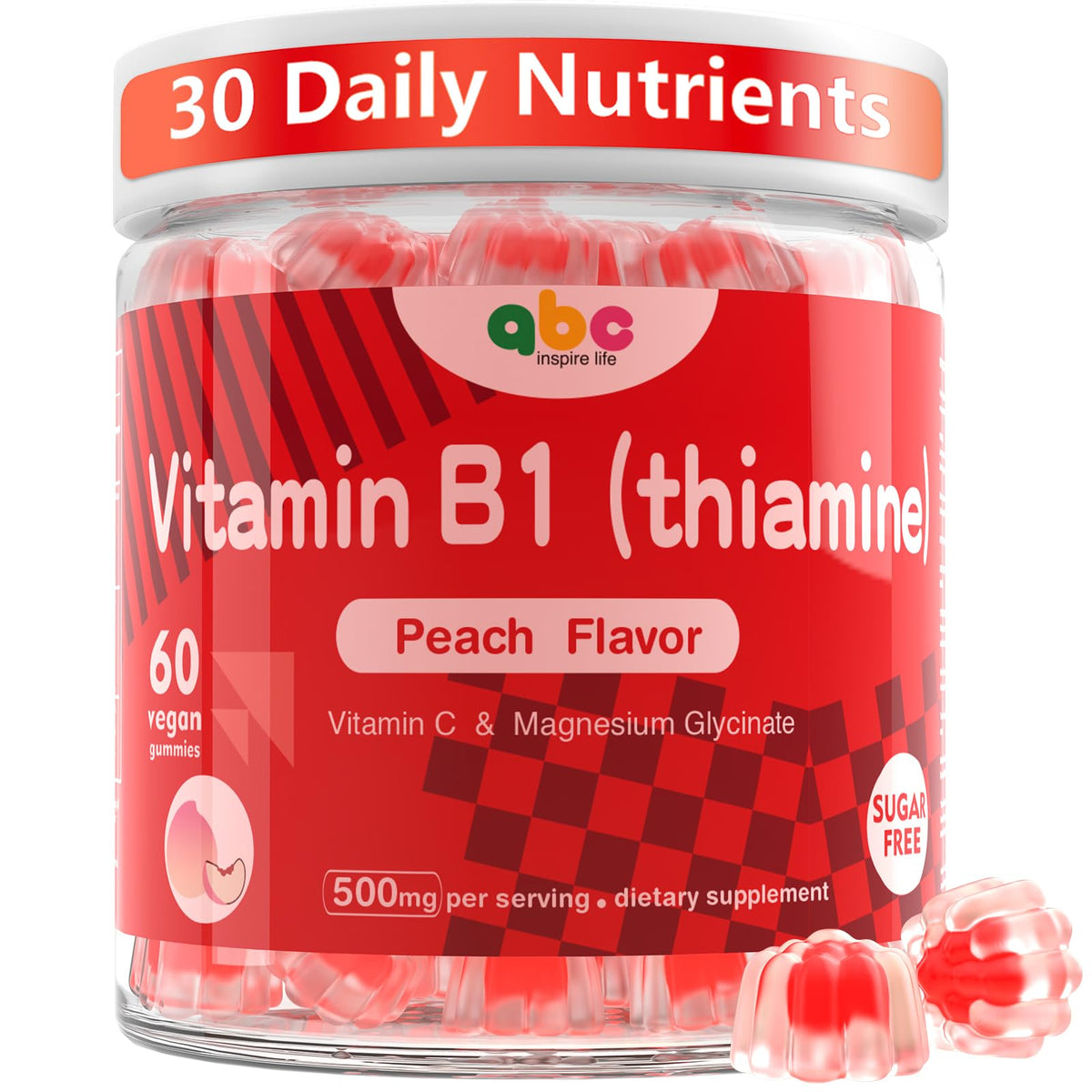 NEWOLITE Gomitas de Vitamina B1 frasco: soporte de energía suave para el día