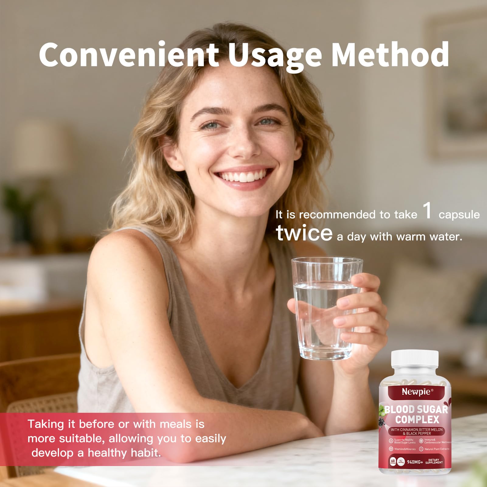 Newpie Blood Sugar Complex ingredientes clave, guía rápida de posibles beneficios.