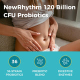 Cápsulas de NewRhythm Probiotics con enzimas digestivas para una digestión suave
