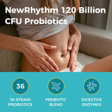 NewRhythm Probiotics prebióticos y enzimas para mejor digestión.