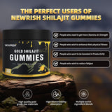 Empaque completo de Newrish Shilajit Gummies para uso diario.