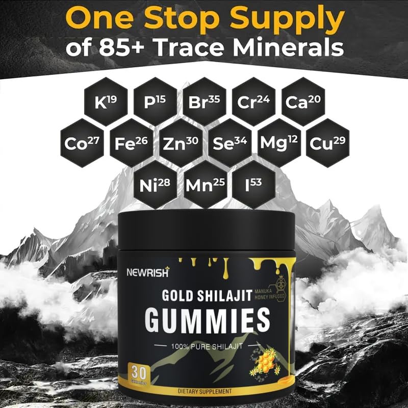Recuperación posentreno con gominolas Newrish Shilajit, energía sostenida.
