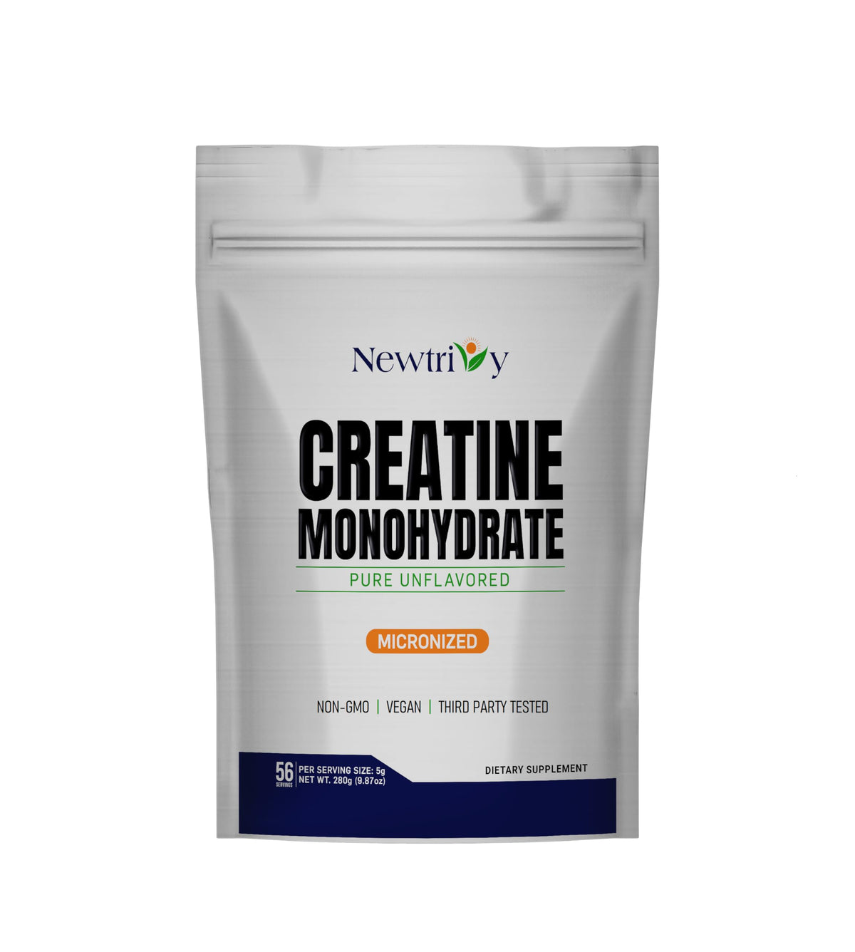 Newtrivy Creatina Monohidrato en polvo puro para energía sostenida en entrenamientos.
