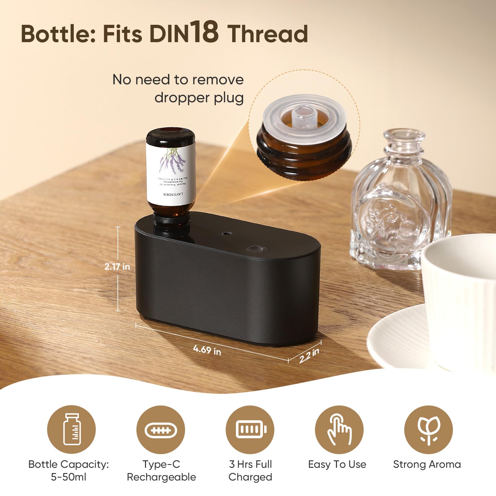 Nexalithron sin quitar tapón; compatible con botellas 5–50 ml