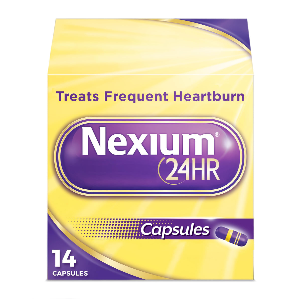 Nexium 24HR cápsulas para alivio de la acidez durante el día.