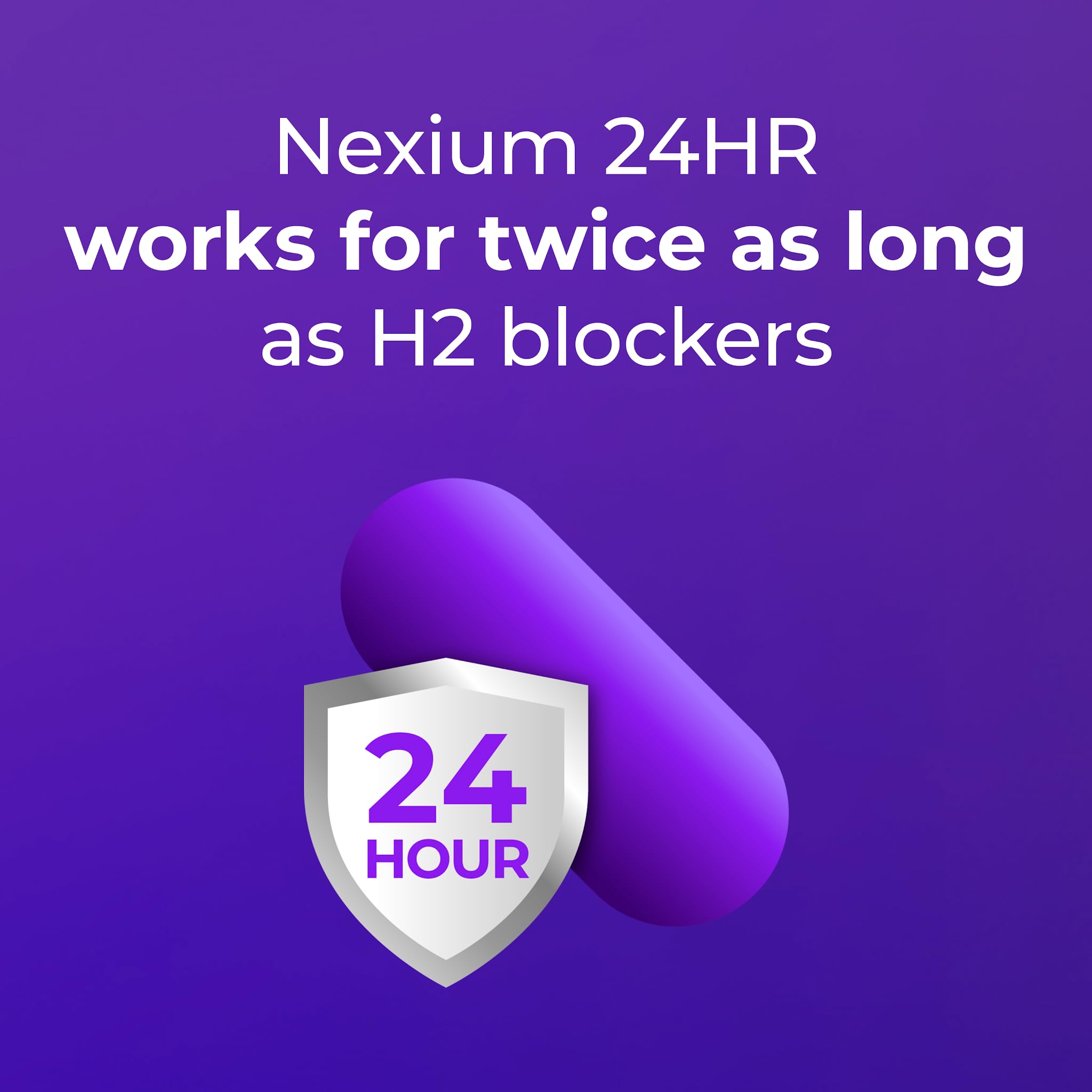 Cápsulas Nexium 24HR fáciles de tragar para comodidad.