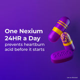 Envase de 14 cápsulas Nexium 24HR para uso diario.