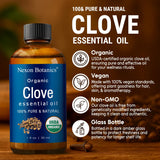 Nexon Botanics Aceite de clavo, gota en la palma para aromaterapia suave.