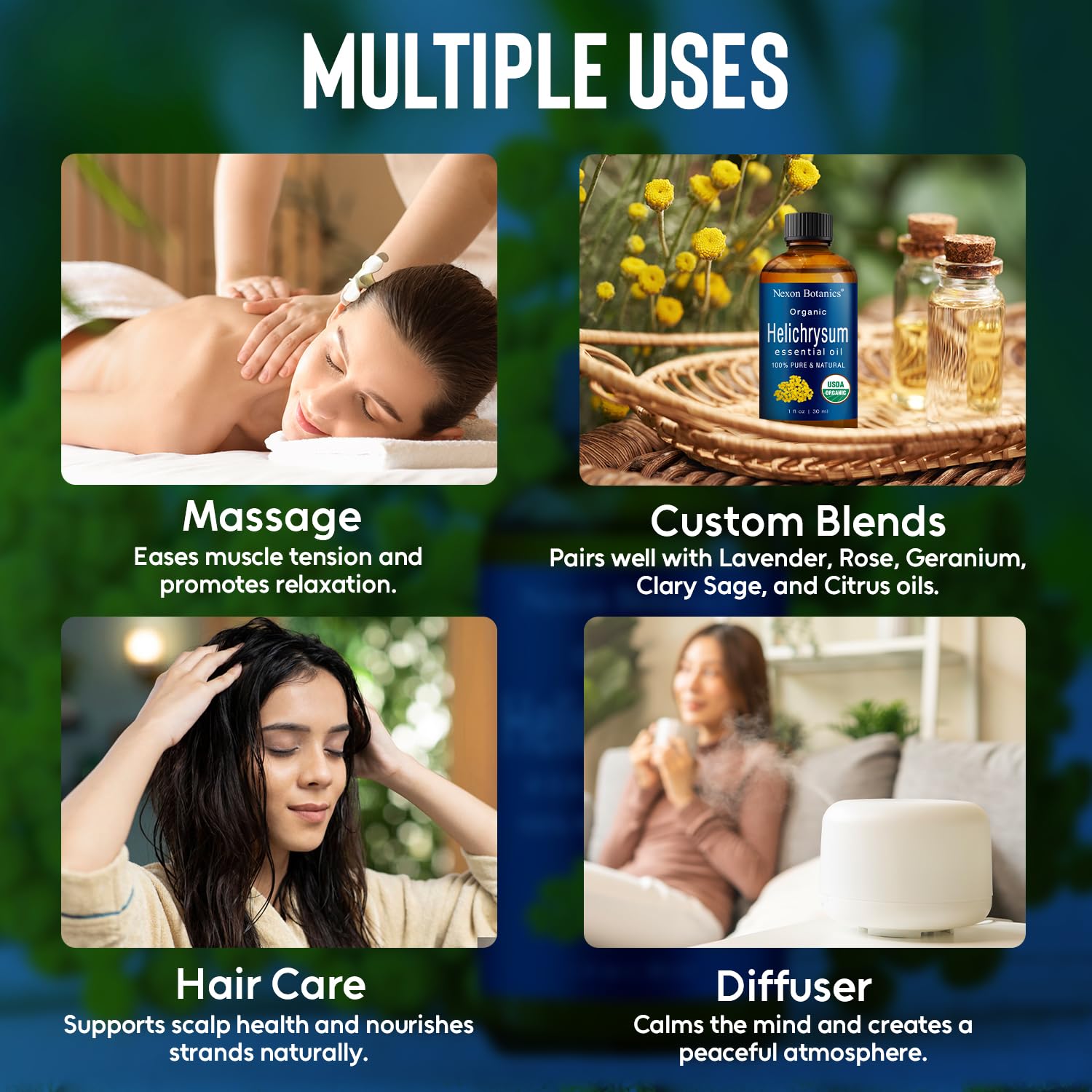 Nexon Botanics Helichrysum masaje, mezcla relajante para masajes