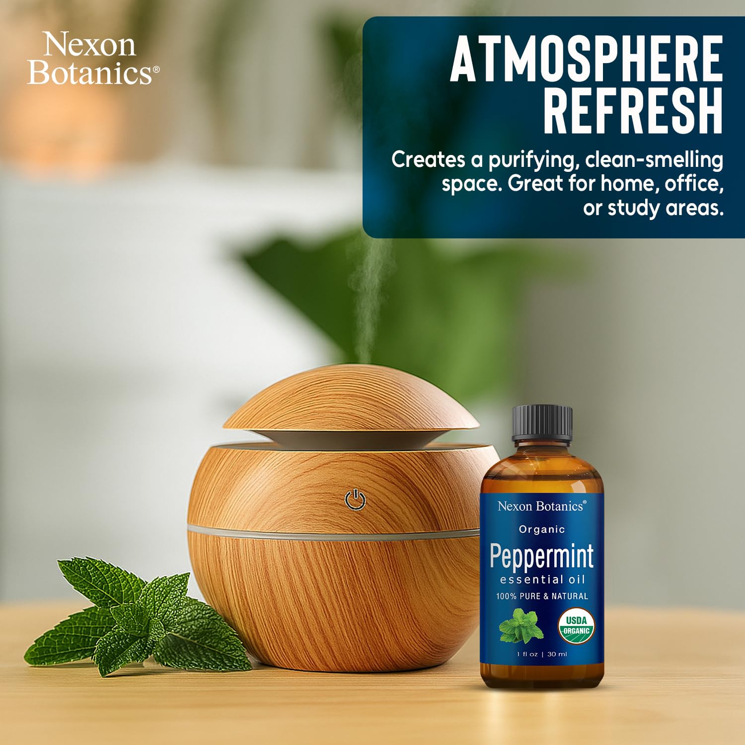 Cuidado de la piel con aceite de menta Nexon Botanics, dilución segura.