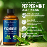 Aceite de menta orgánico Nexon Botanics en envase ámbar para conservar la pureza.