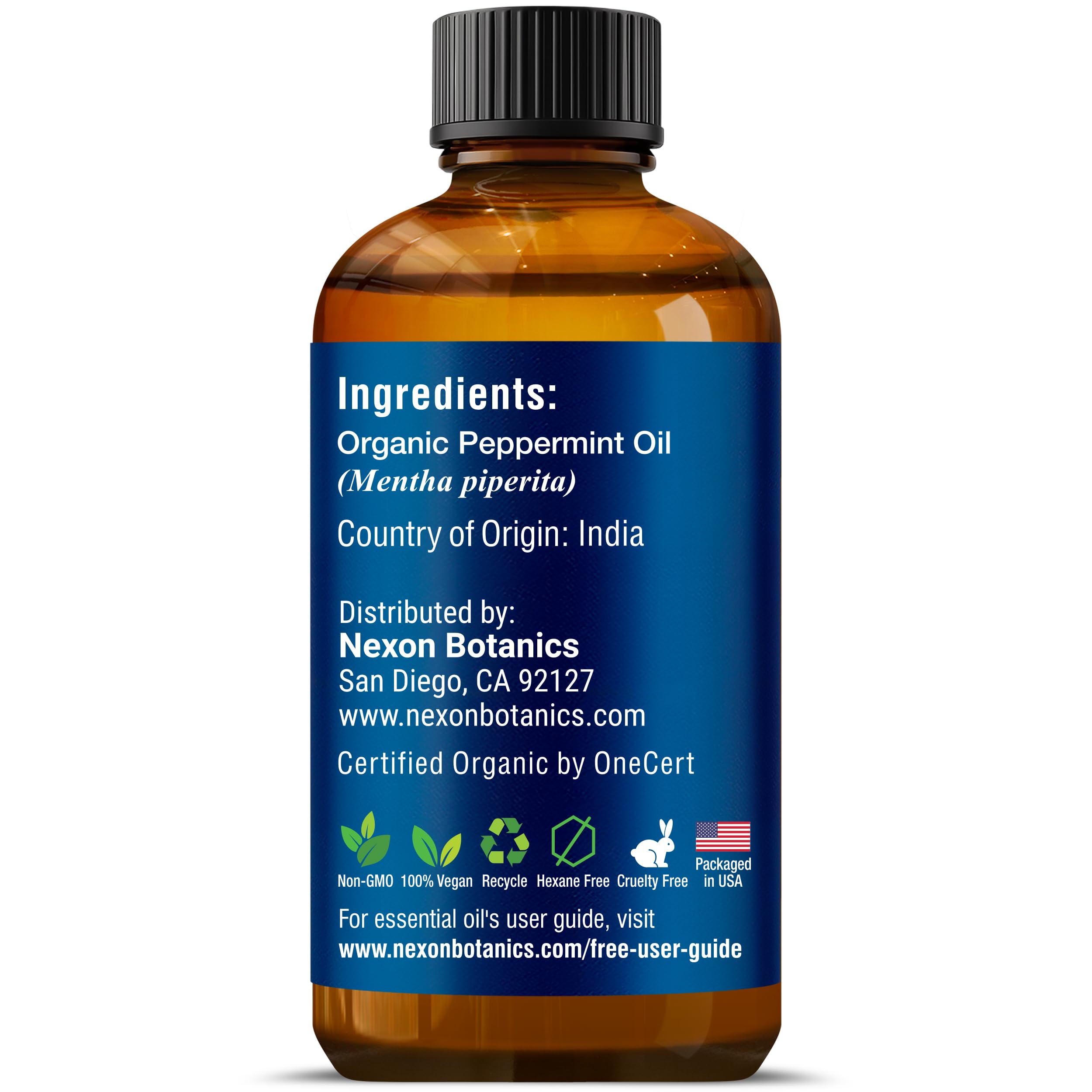 Calidad certificada de Nexon Botanics, aceite de menta libre de hexano.